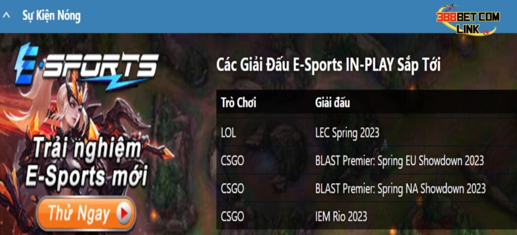 388Bet liên tục cập nhật những giải đấu lớn đến người chơi
